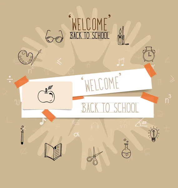 Bienvenido de nuevo a la escuela — Vector de stock