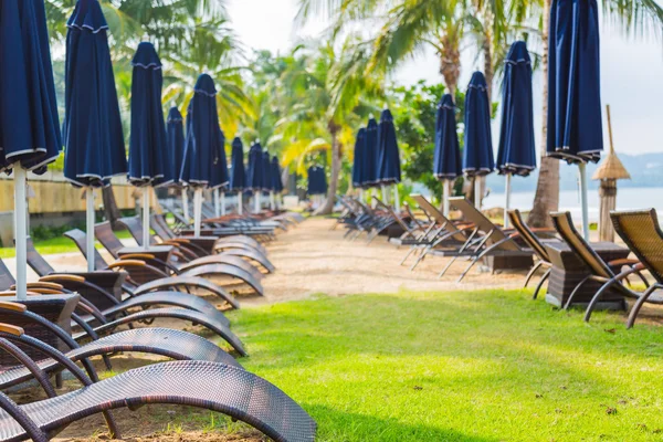 Chaises de plage et parasols — Photo