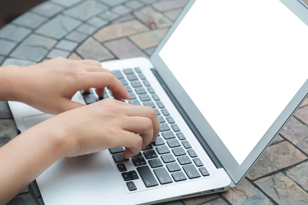 Business woman hand typing — Stock Photo, Image