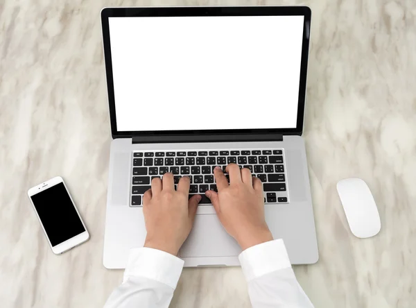 Business woman hands typing — Stock Photo, Image