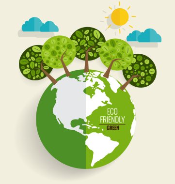 Yeşil Eco toprak ve ağaçlar