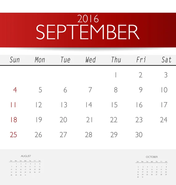 Calendar template for September — Stock Vector