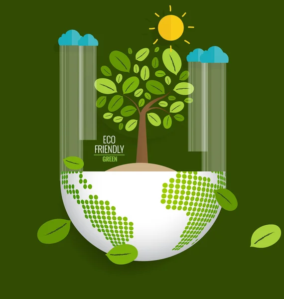 Eco Terra e árvore — Vetor de Stock