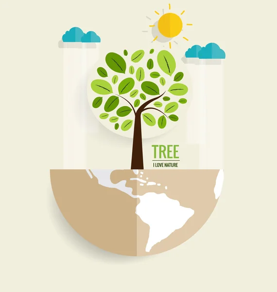 Eco Earth and Tree — Stock Vector