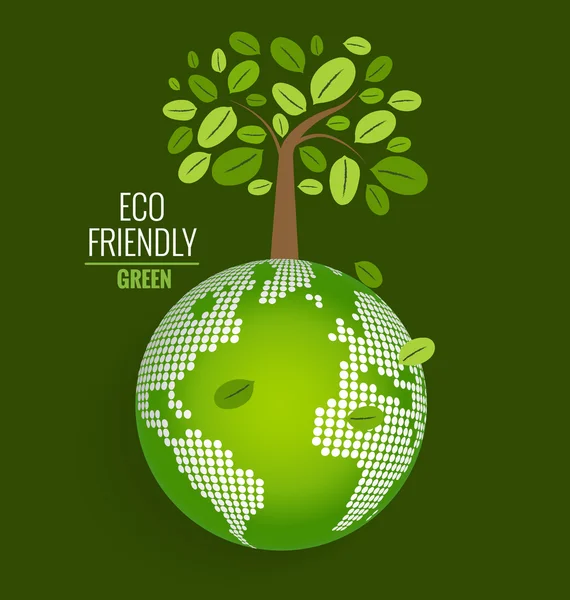 エコ地球とツリー — ストックベクタ