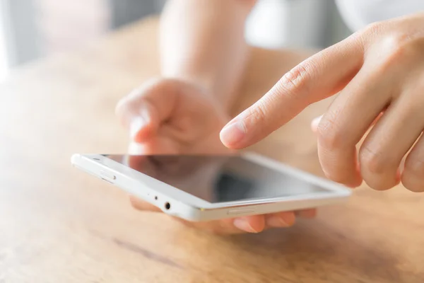 Hands touching Screen on Smart Phone — Stock Photo, Image