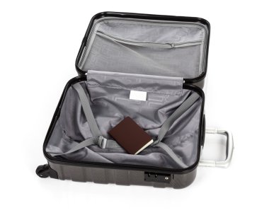 Pasaport gri bavul içinde