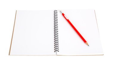 boş defter üzerinde kırmızı kalem