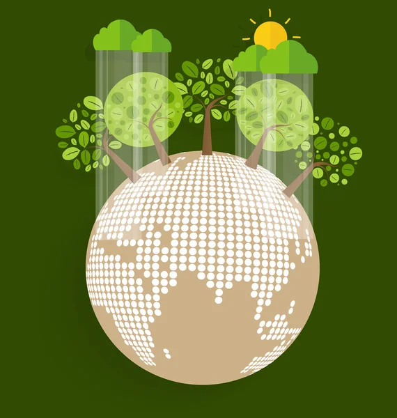 Eco Terra e alberi verdi — Vettoriale Stock