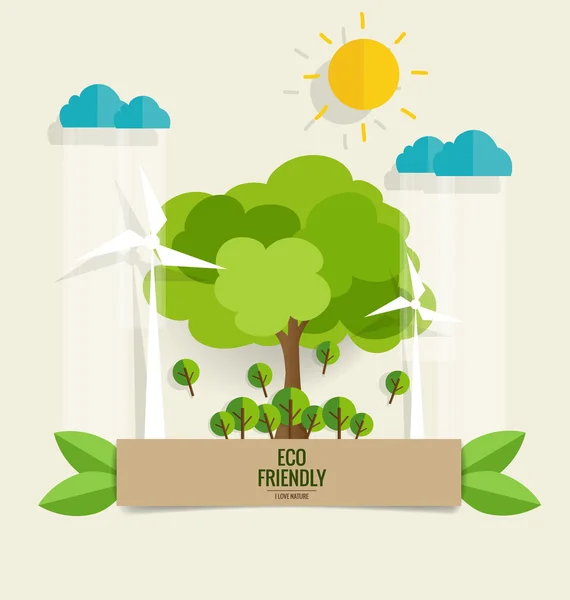 Árboles ecológicos Eco — Vector de stock