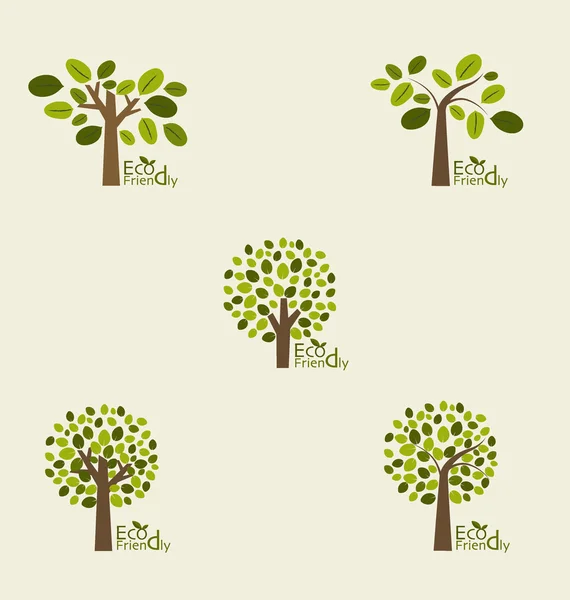 Árboles ecológicos Eco — Vector de stock