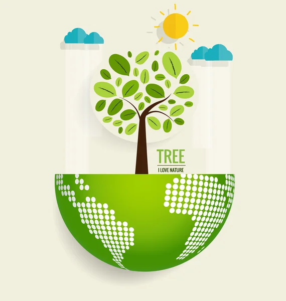 Green Eco Terre et Arbre — Image vectorielle