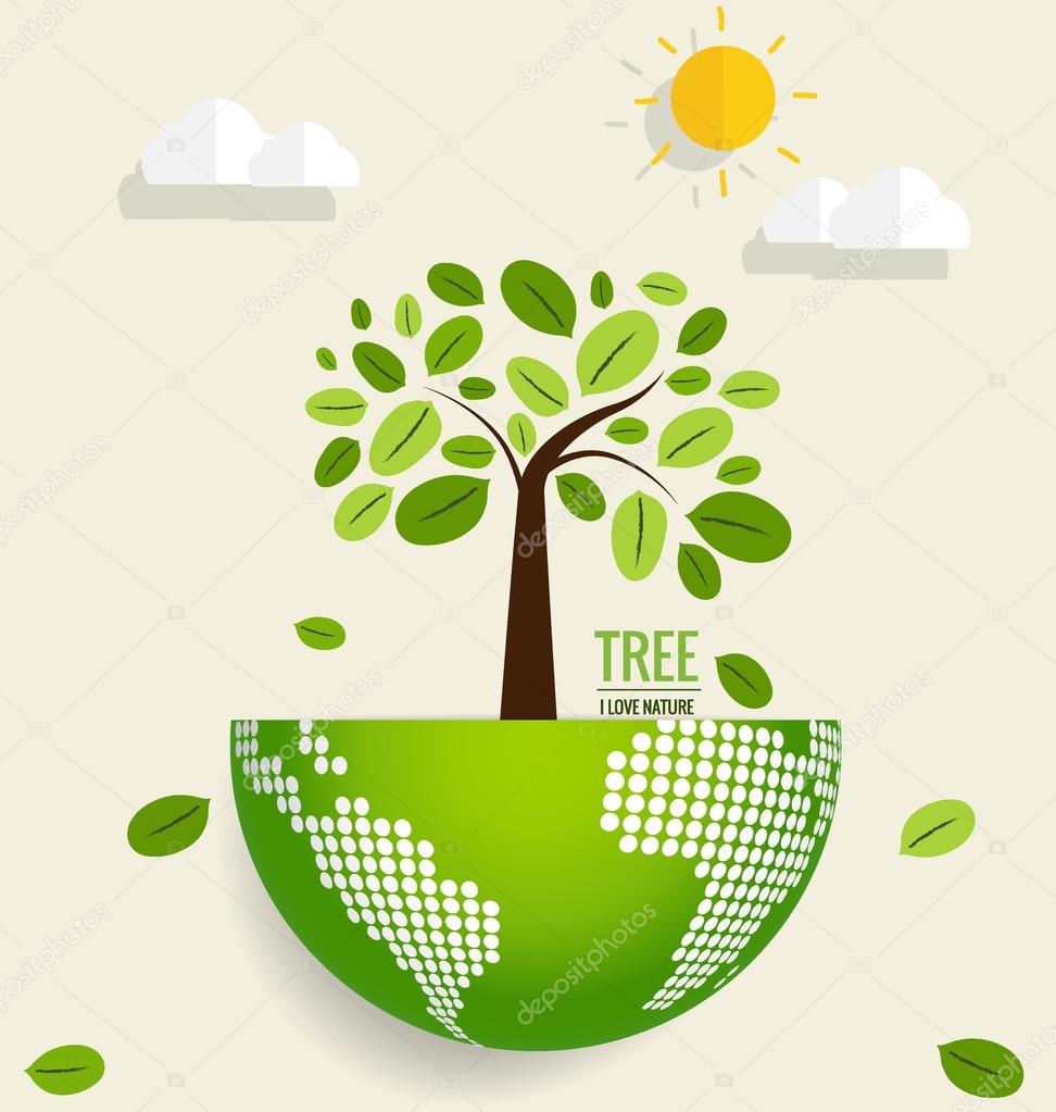 Green Eco Earth and Tree