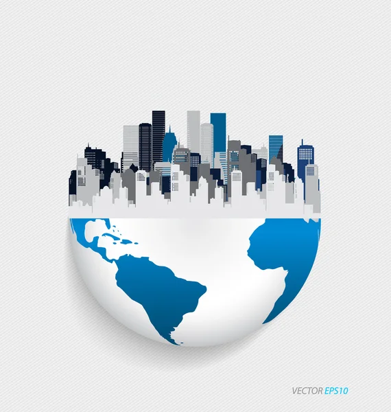 Ciudad con globo de diseño moderno — Vector de stock