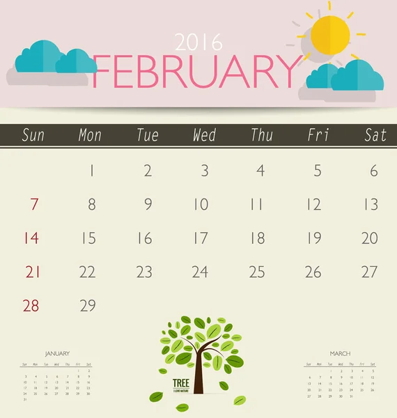 Calendario mensual moderno — Vector de stock