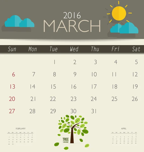 Moderne maandkalender — Stockvector