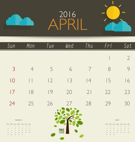 Σύγχρονη μηνιαίο ημερολόγιο — Διανυσματικό Αρχείο