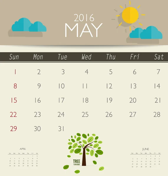 Calendario mensual moderno — Vector de stock