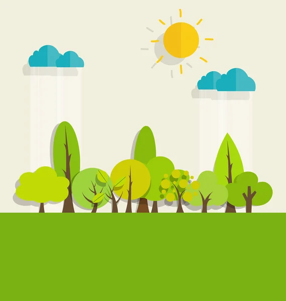 Concepto de ecología con árboles — Vector de stock