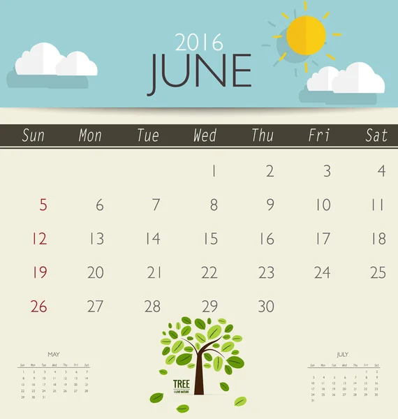 Calendario mensual moderno — Vector de stock