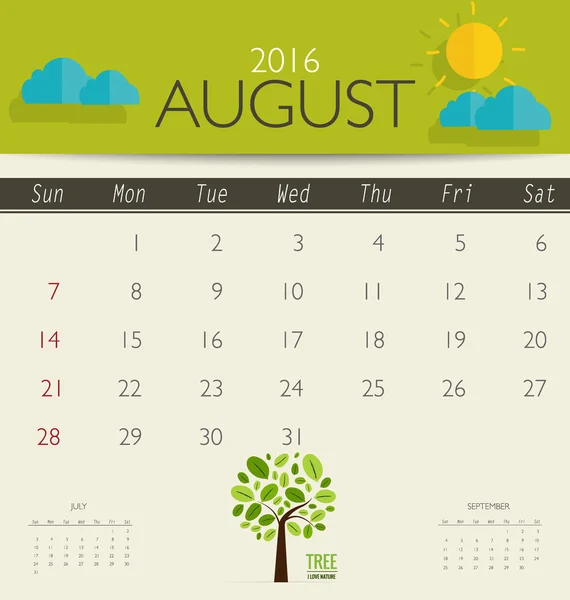Щомісячний календар шаблон — стоковий вектор