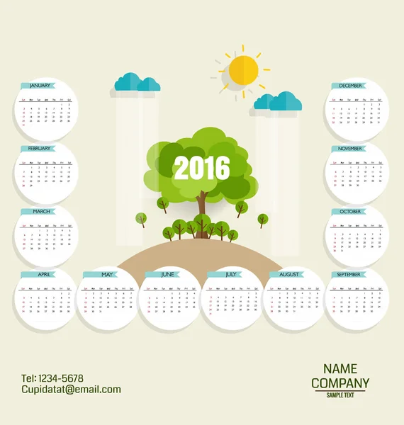 Vorlage: Designkalender 2016 — Stockvektor