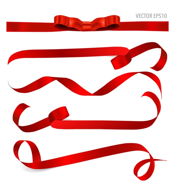 Shiny red ribbons — Stock Vector