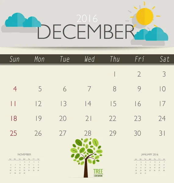 Modello di calendario mensile — Vettoriale Stock