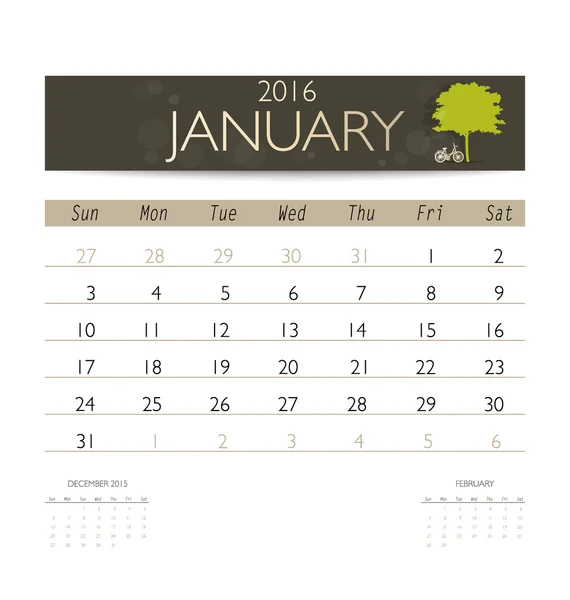 Maandkalender voor januari — Stockvector