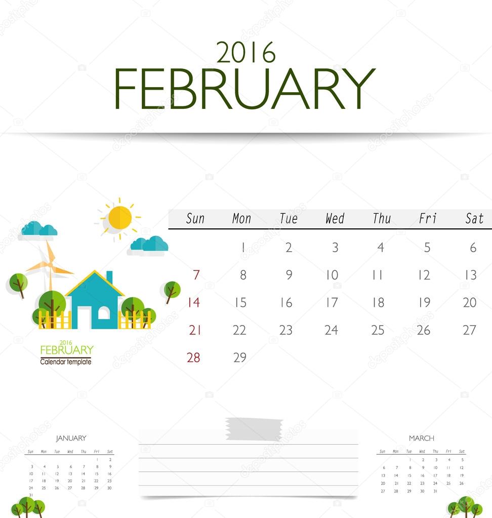 Monthly calendar for February Stock Vector by ©jannystockphoto 86962320