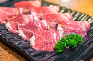 Fresh beef on plate