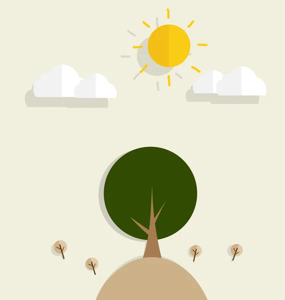 Trees with sun and clouds — Stock Vector