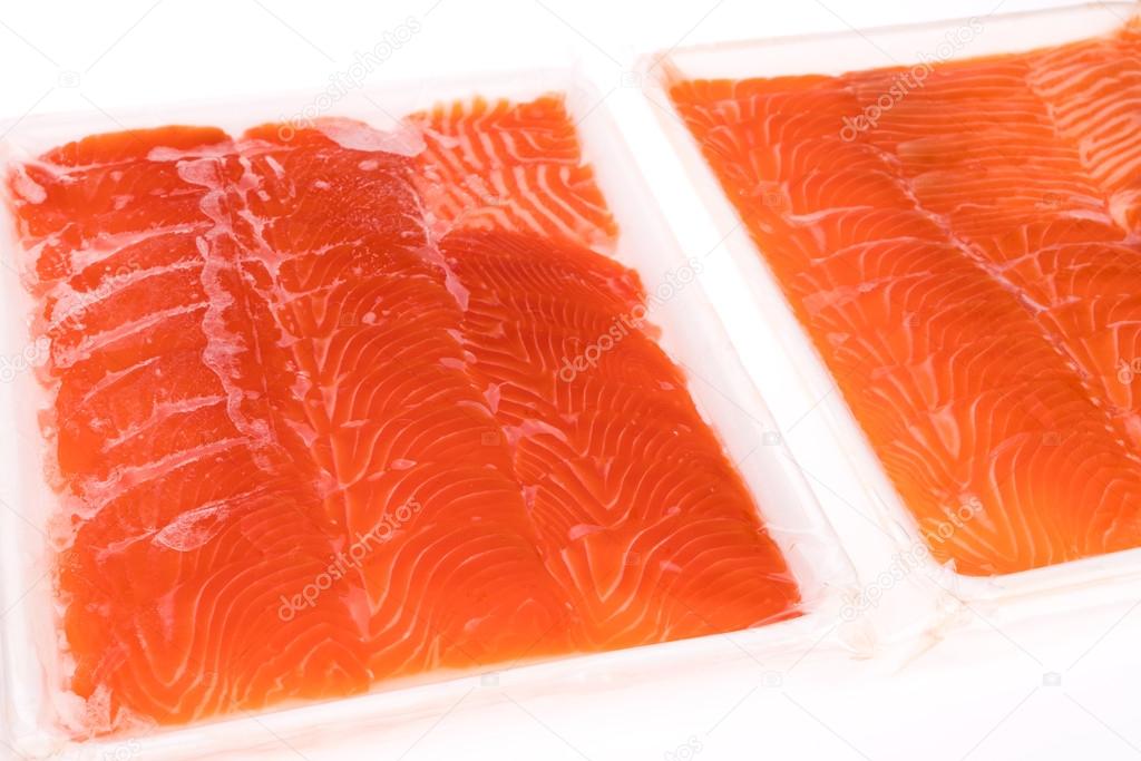 Frozen salmon fillets