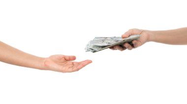 Dolar banknotlar ile el