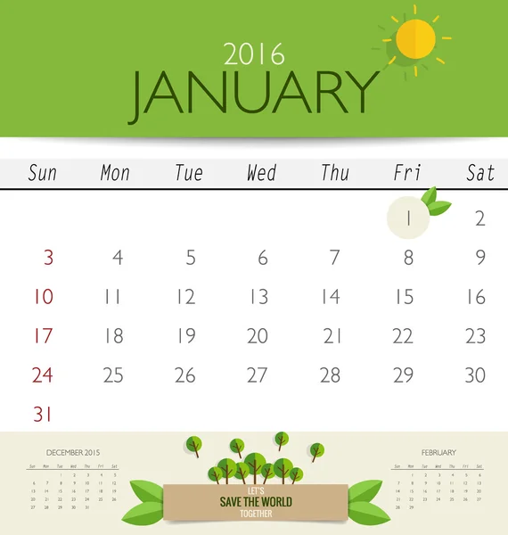 Plantilla de calendario mensual — Vector de stock