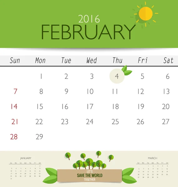 Шаблон календаря на месяц — стоковый вектор