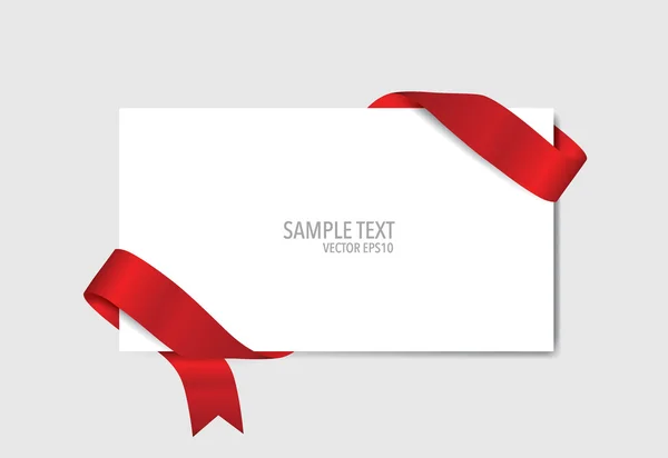 Card with red ribbon — Stock Vector