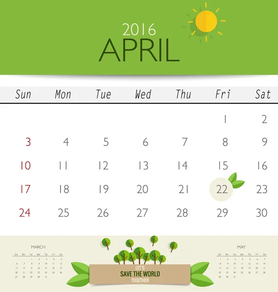 Plantilla de calendario mensual — Vector de stock