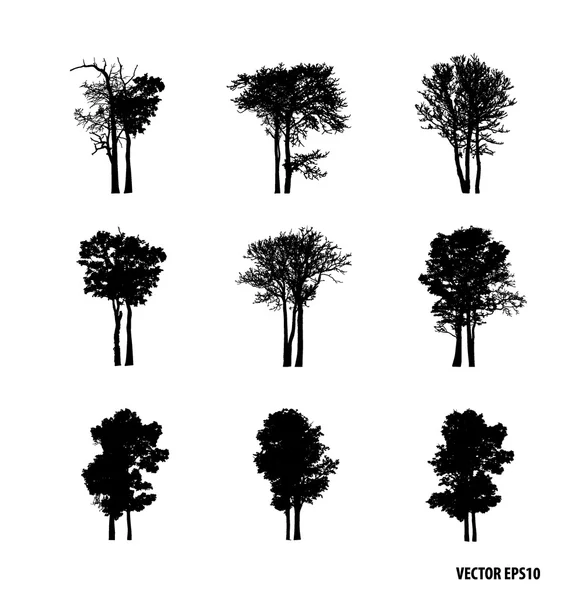 Sada siluet stromů — Stockový vektor