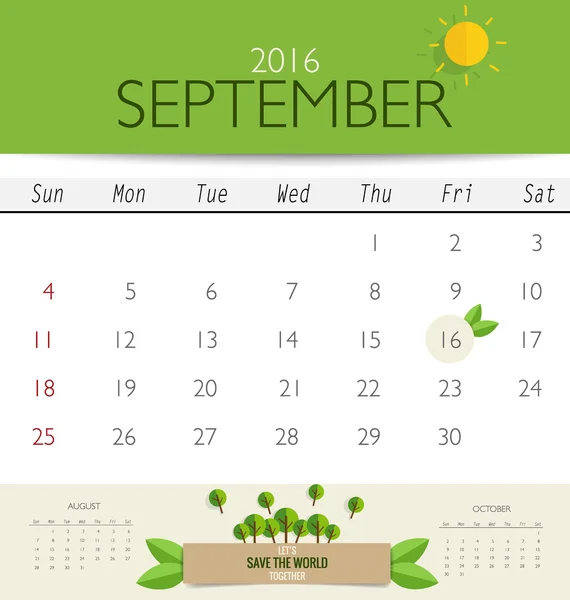 Monthly calendar template — Stock Vector