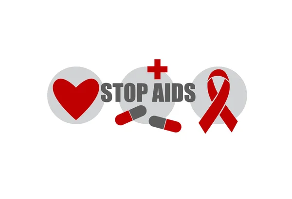 Aids Awareness Cinta roja del corazón — Vector de stock