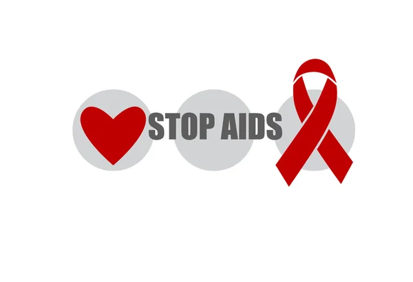 Aids Awareness Cinta roja del corazón — Archivo Imágenes Vectoriales