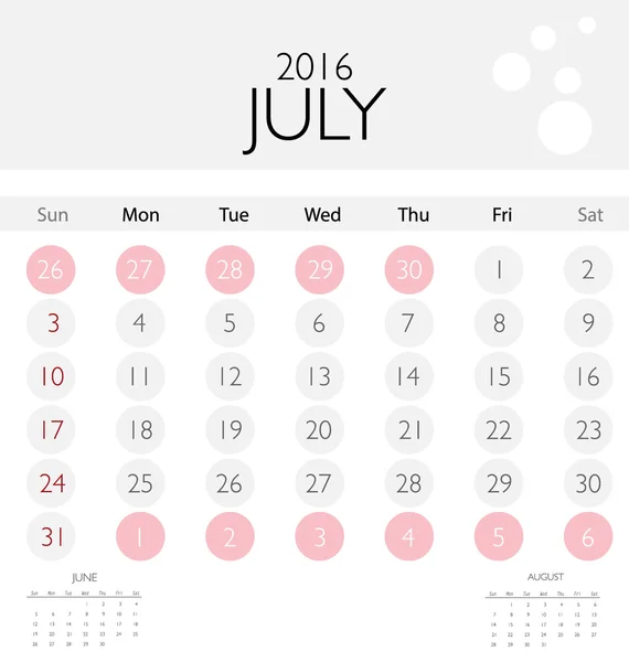 Μηνιαίο ημερολόγιο πρότυπο — Διανυσματικό Αρχείο