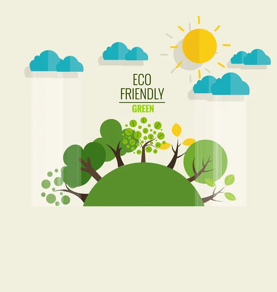 Ecology concept with trees — Stock Vector