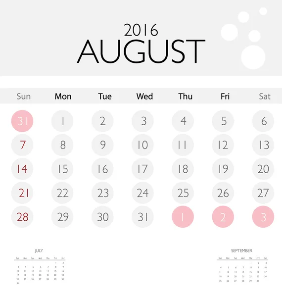 Plantilla de calendario mensual — Vector de stock