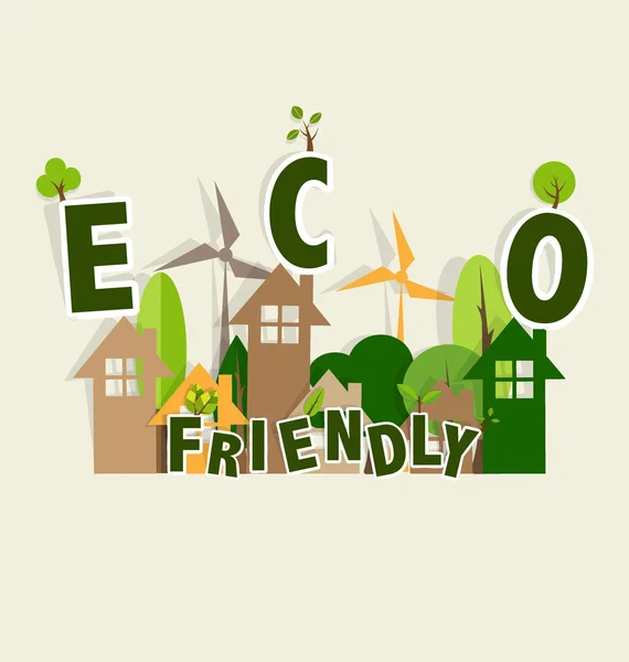 Concepto de ecología con árboles — Vector de stock