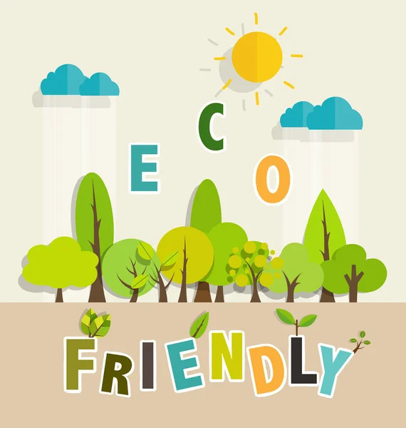 Concepto de ecología con árboles — Vector de stock