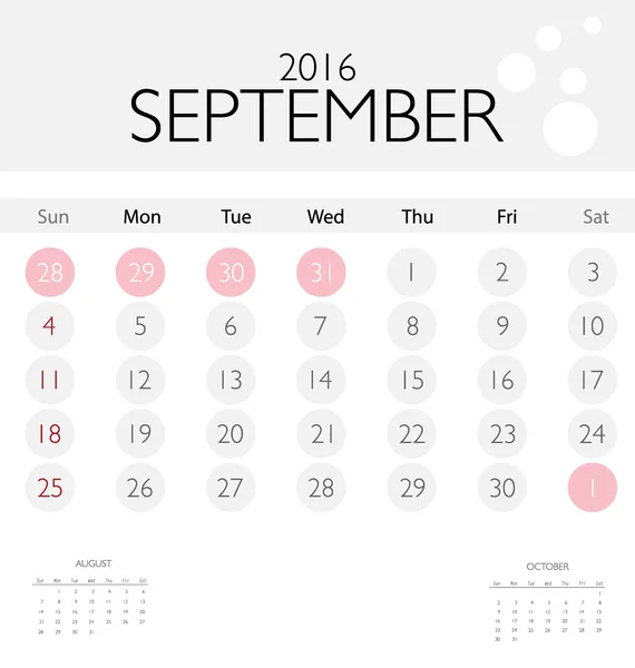 Monthly calendar template — Stock Vector