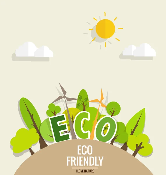 Ecology concept with trees — Stock Vector