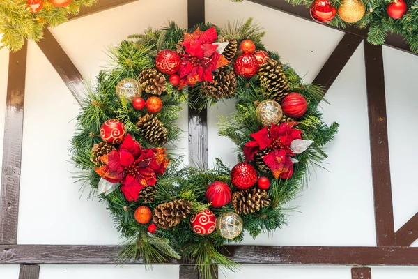 Christmas wreath with toys — Stock Photo, Image